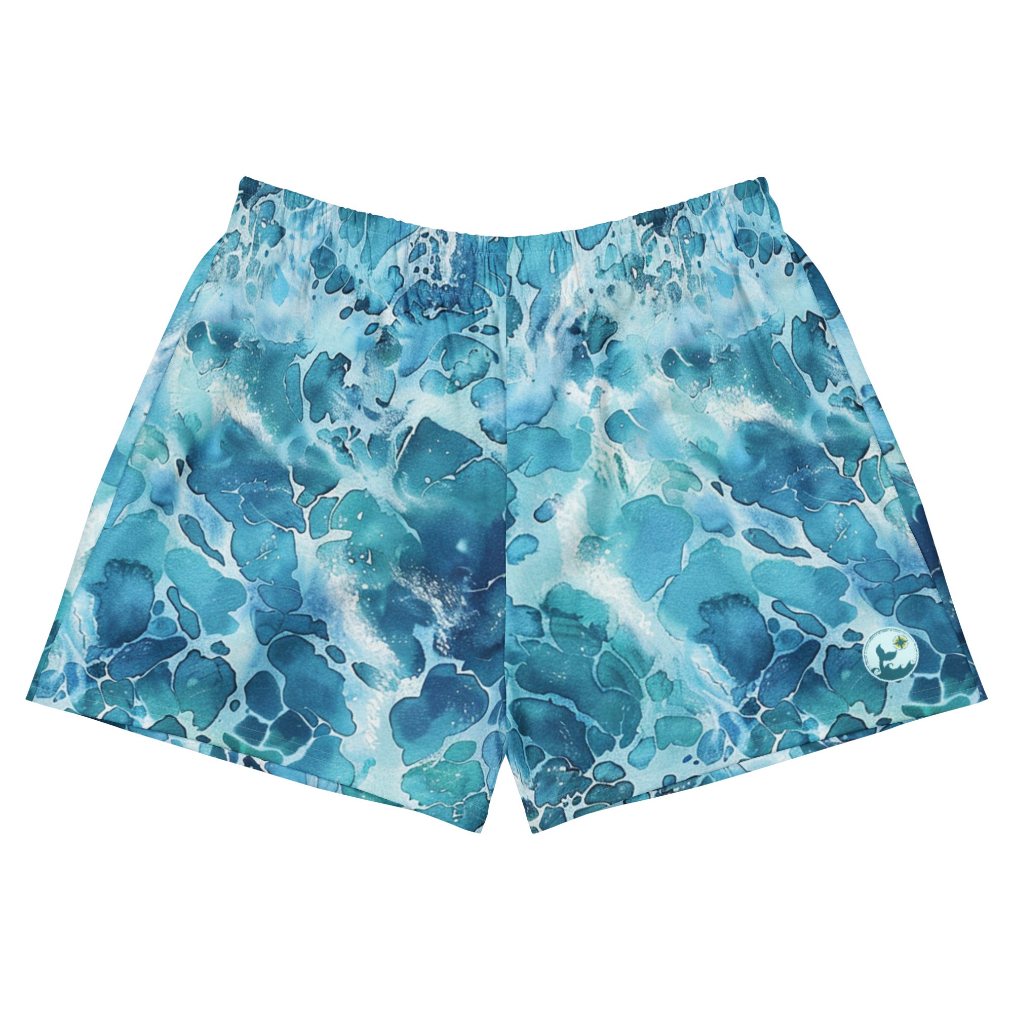 Ocean Serenity Breezy Swim Shorts – front view – breezy swim shorts for ocean days, post-dive lounging, and beach travel