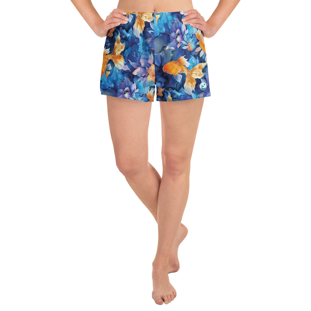 Jasmine Koi Breezy Swim Shorts – front view – breezy swim shorts made from recycled fabric for warm water adventures