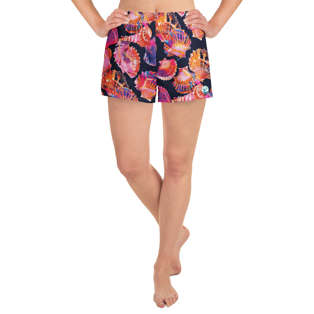 Neon Shells Breezy Swim Shorts – front view – breezy swim shorts made from recycled fabric for warm water adventures