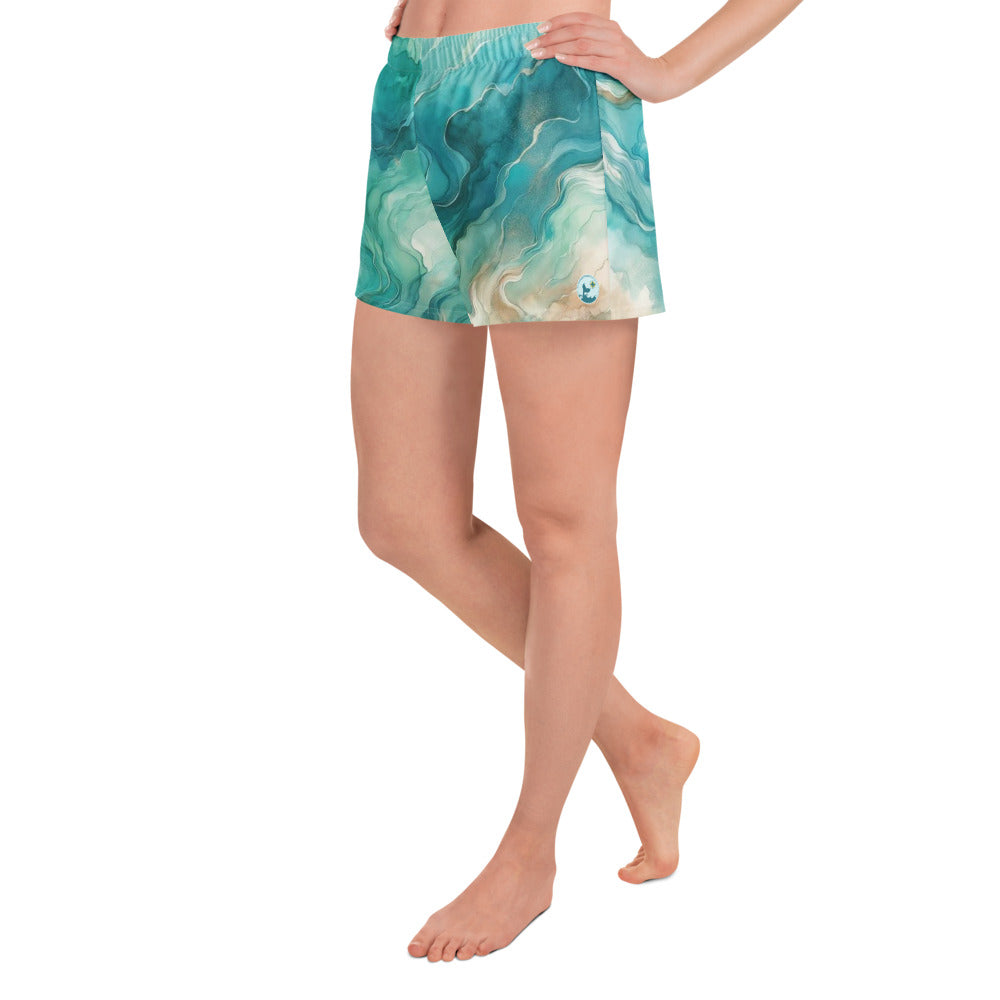 Turquoise Seas Breezy Swim Shorts – left side view – recycled swim shorts for divers, snorkelers, and tropical beach days