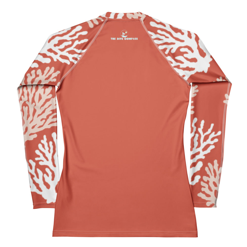 CALYX Roots Women's Rash Guard – back view – sustainable women's rash guard in soft recycled polyester for divers