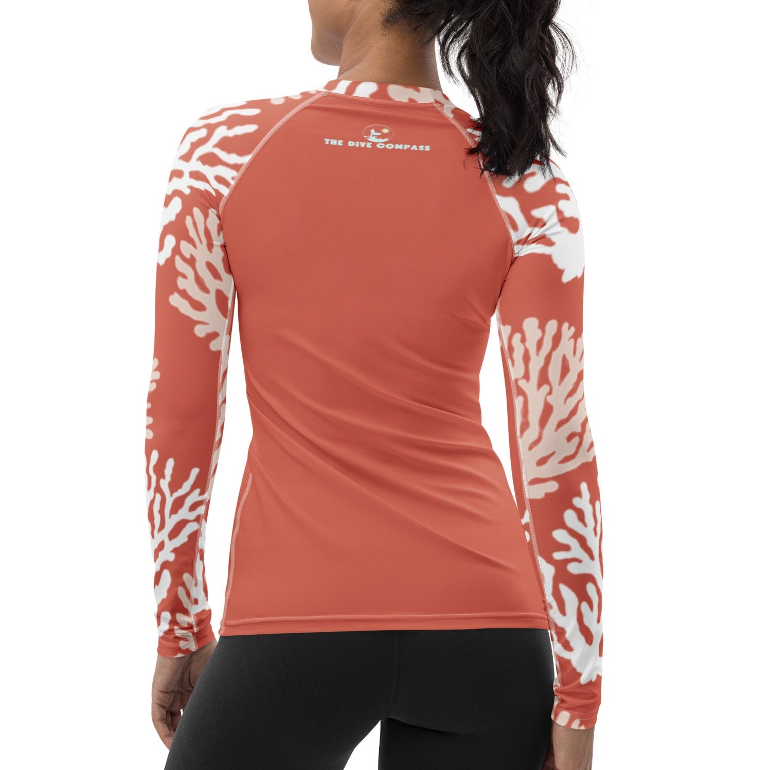 CALYX Roots Women's Rash Guard – back view – recycled women's rash guard for scuba diving and warm water snorkeling