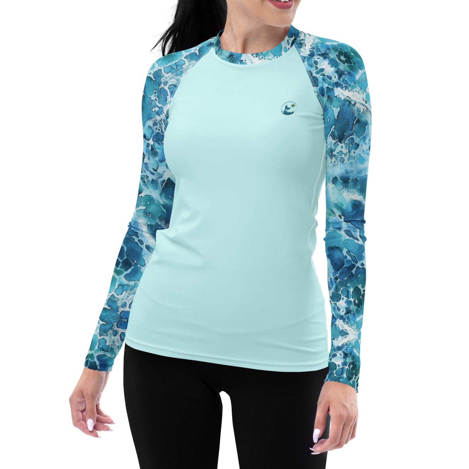 Ocean Serenity Women's Rash Guard with UPF 50+ sun protection, UV rash guard for scuba divers, dive skin and sun shirt
